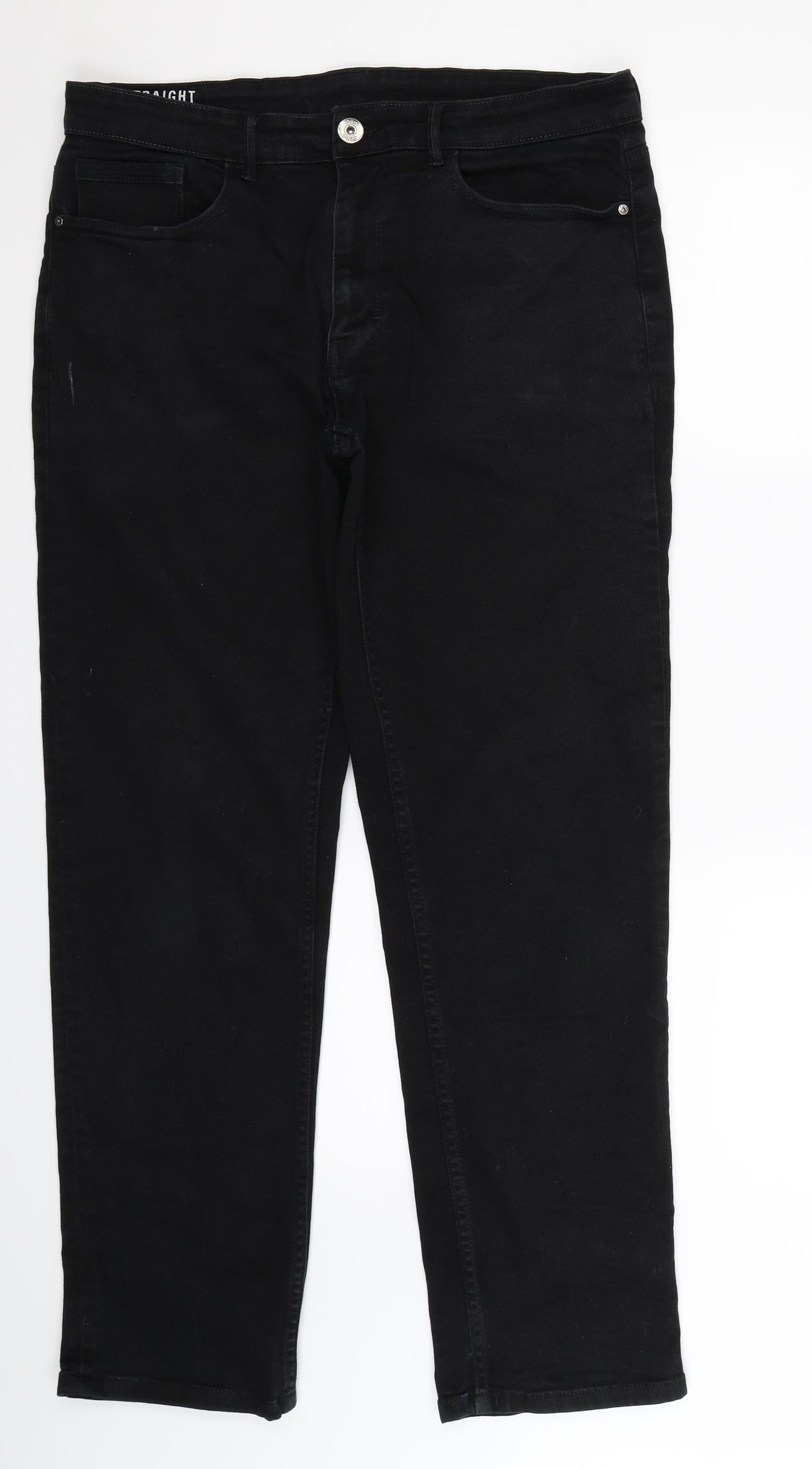 George Mens Black  Denim Straight Jeans Size 36 L32 in