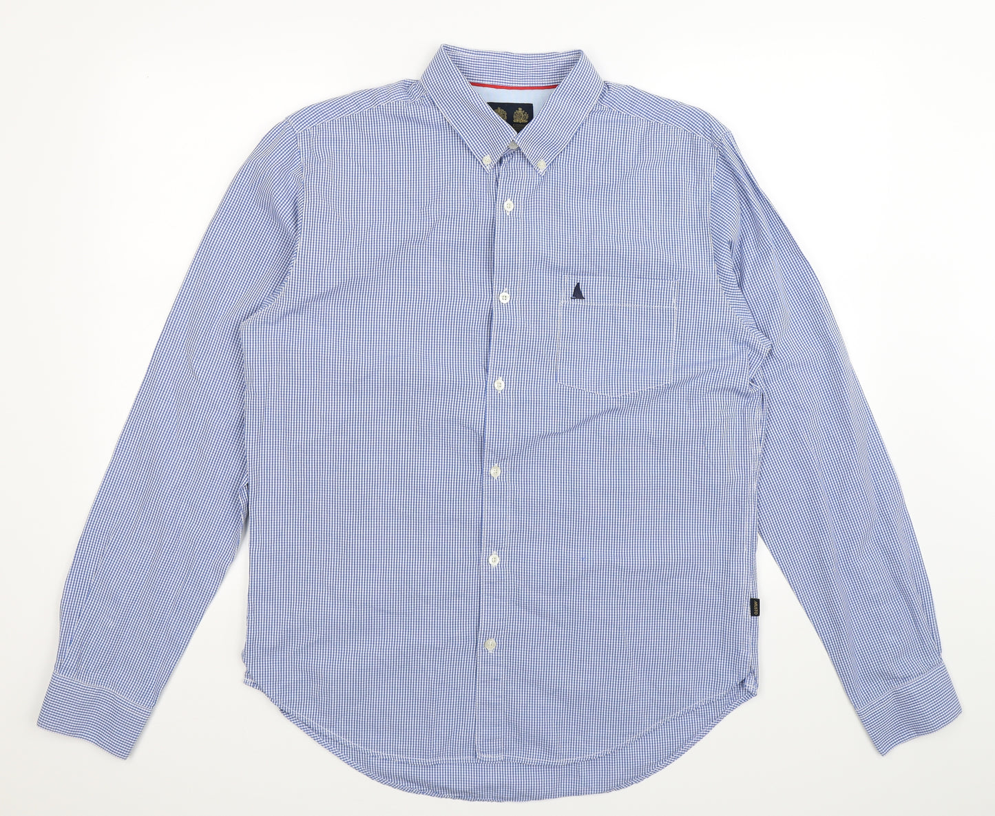 MUSTO Mens Blue Check   Dress Shirt Size L