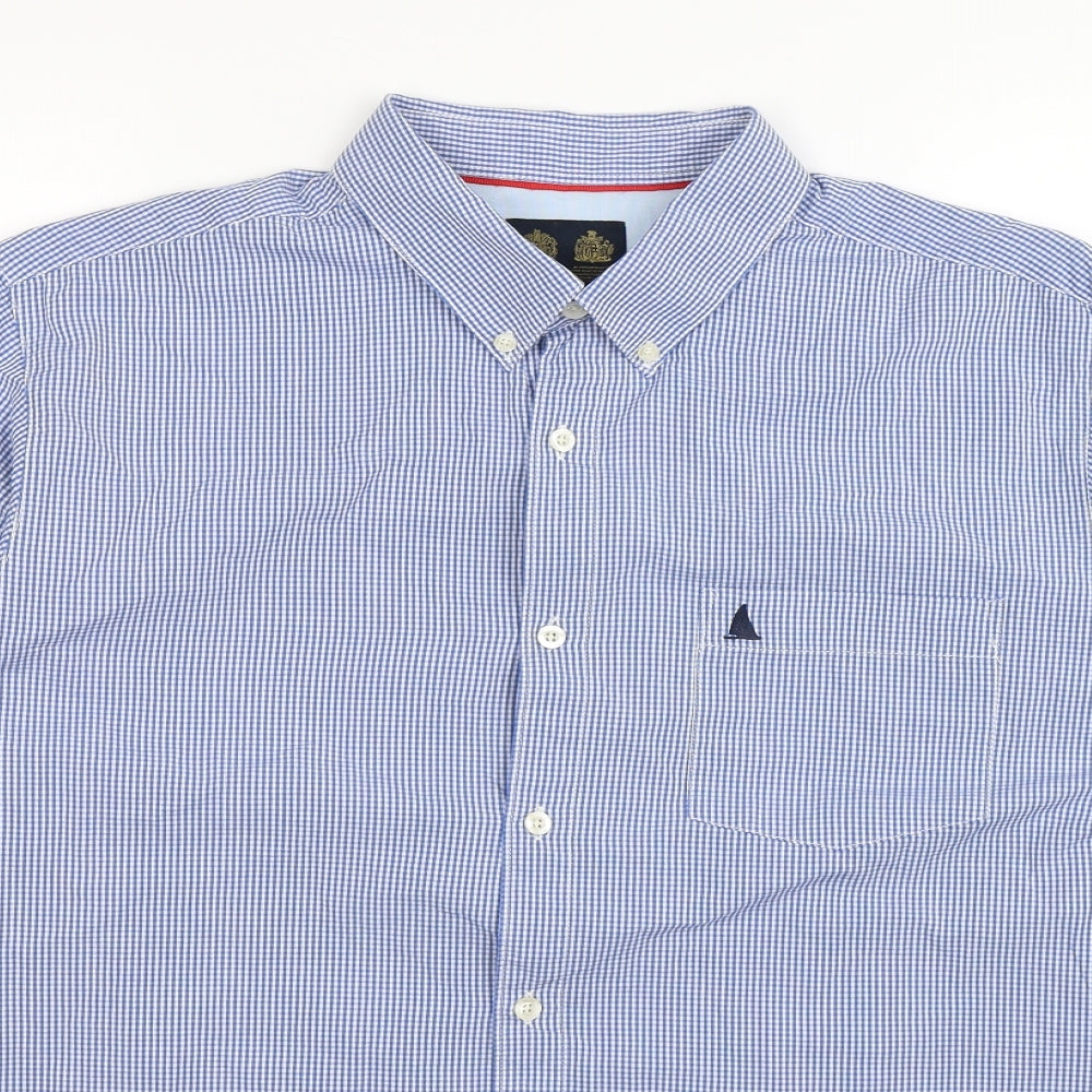 MUSTO Mens Blue Check   Dress Shirt Size L
