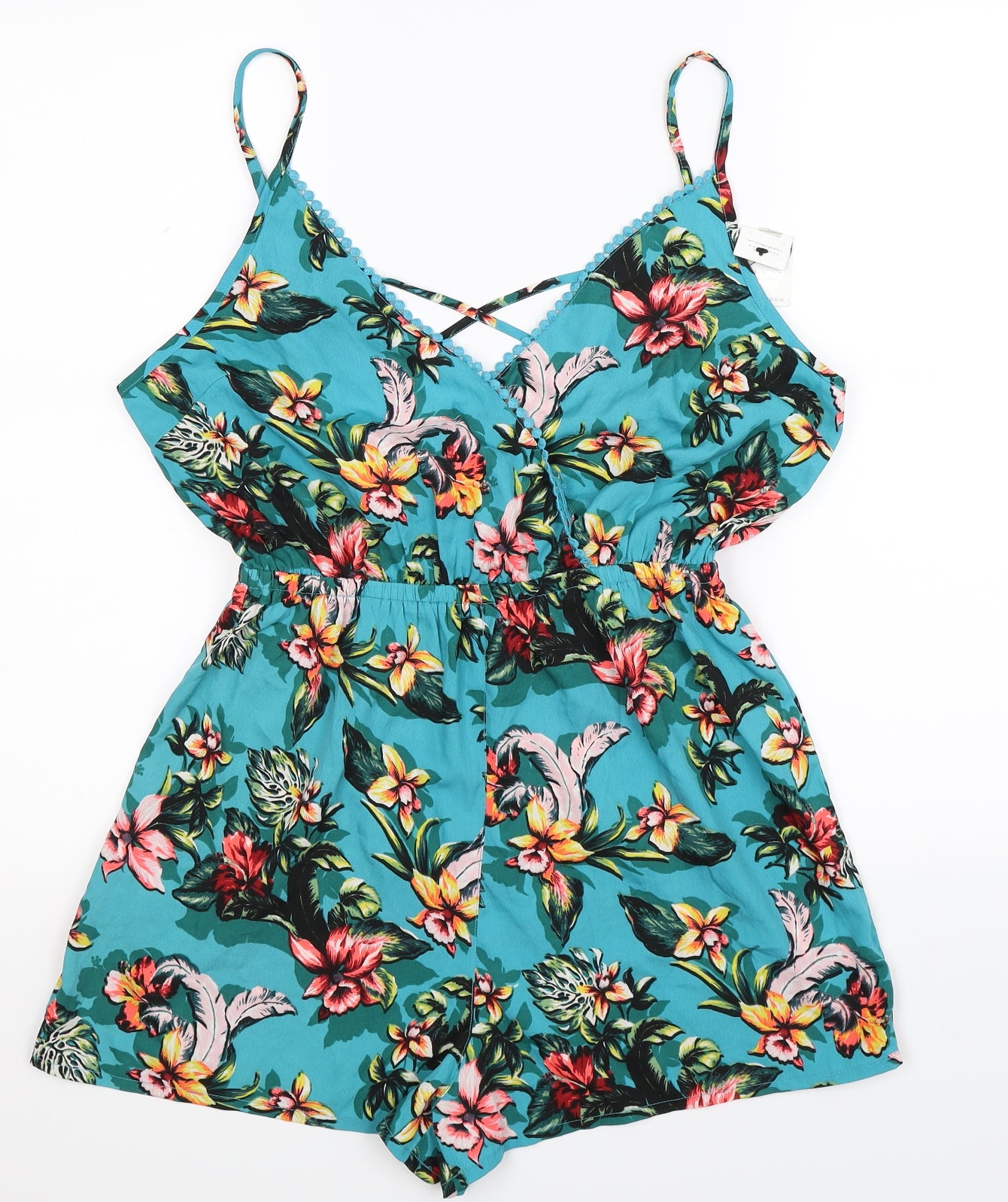 New Look Womens Blue Floral  Playsuit One-Piece Size M L3 in