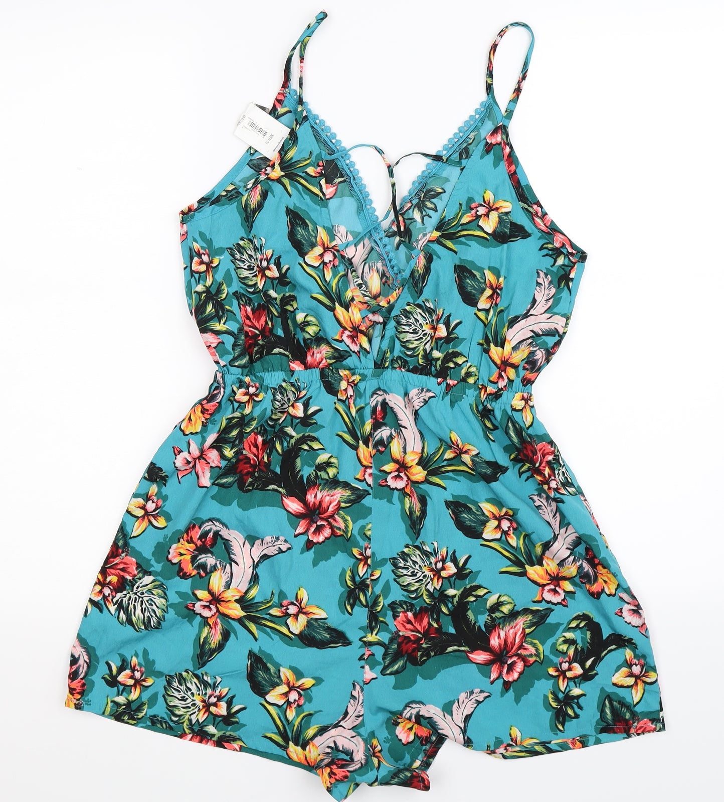 New Look Womens Blue Floral  Playsuit One-Piece Size M L3 in