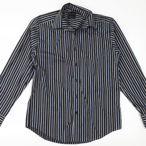 Redhering Mens Black Striped   Button-Up Size 15.5