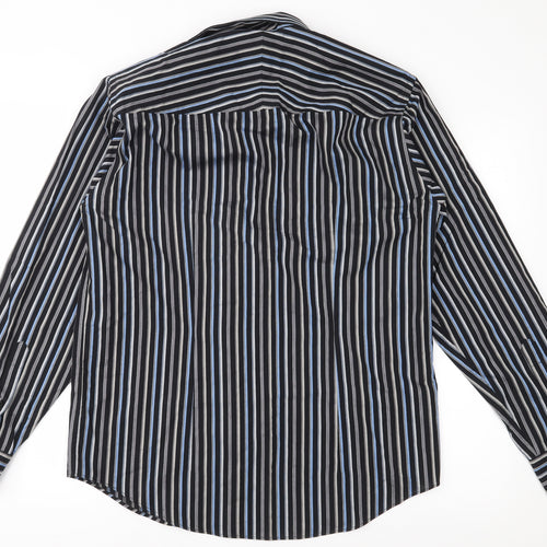 Redhering Mens Black Striped   Button-Up Size 15.5