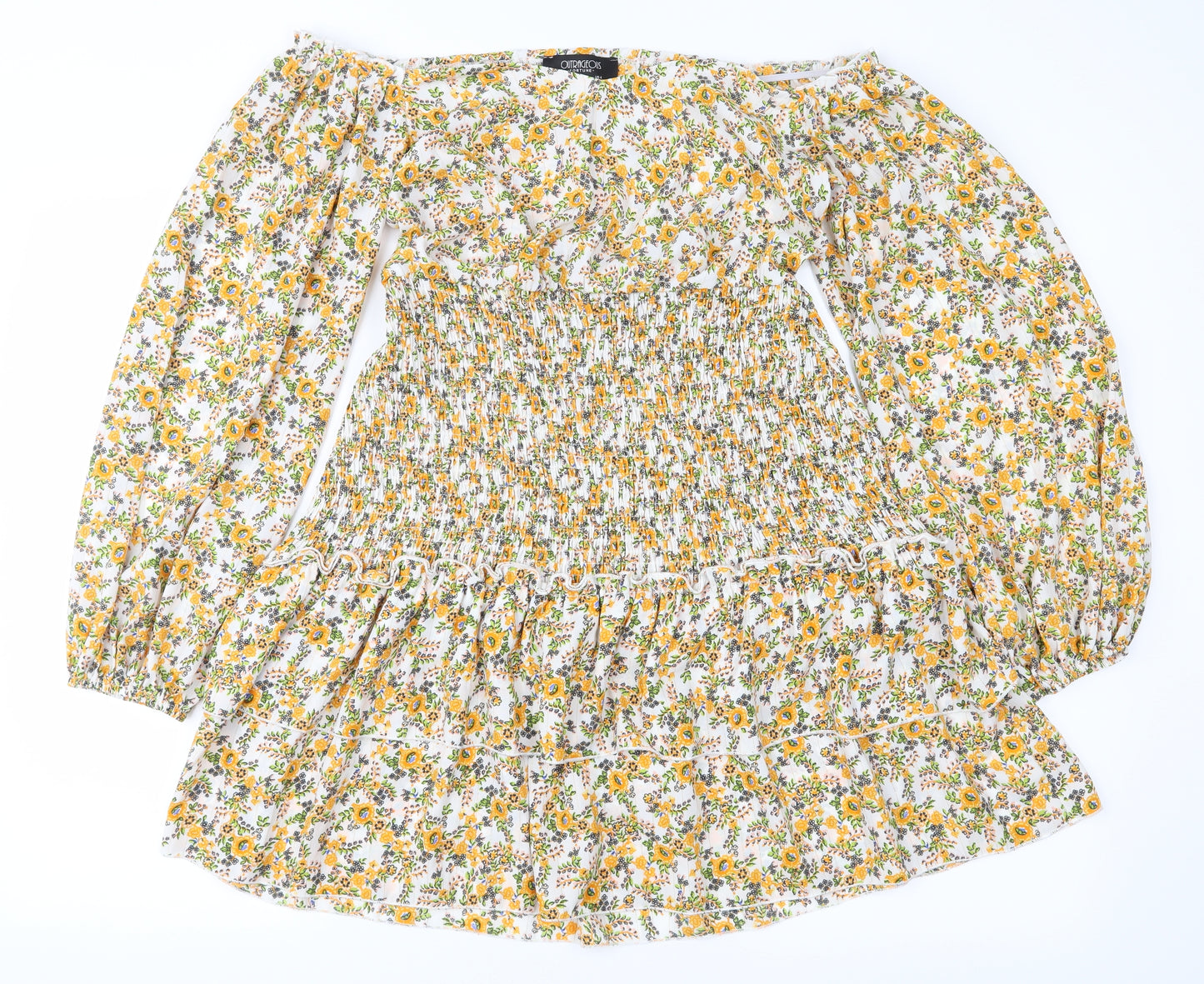 Outrageous Fortune Womens Orange Floral  Fit & Flare  Size 8