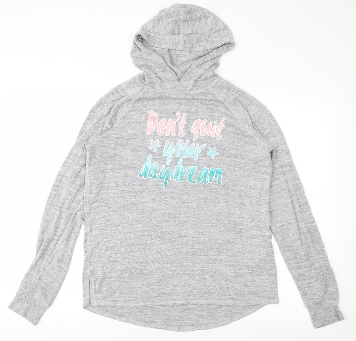 H&M Girls Grey Pullover Hoodie Size 14 Years