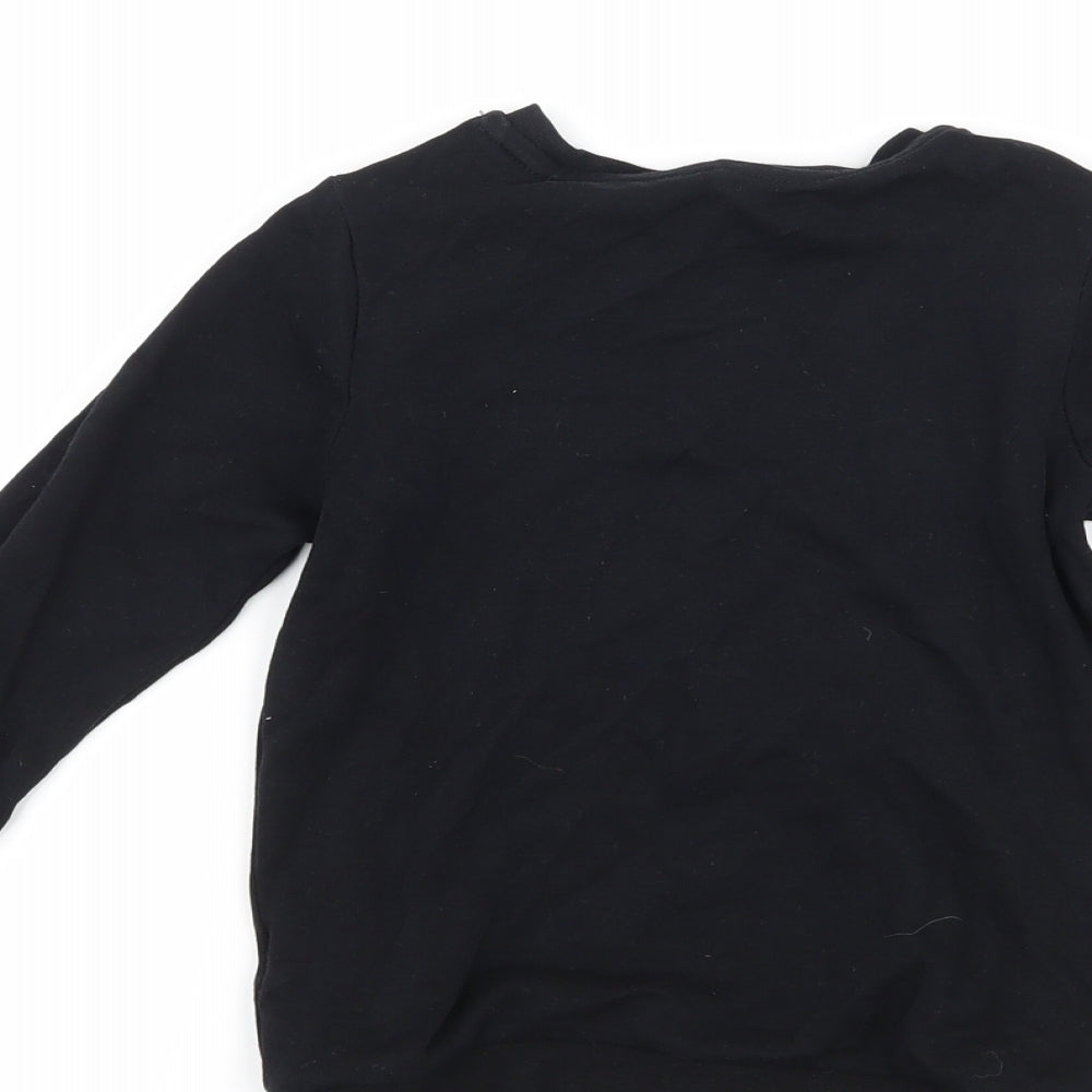 George Girls Black   Basic T-Shirt Size 2-3 Years  - Skeleton