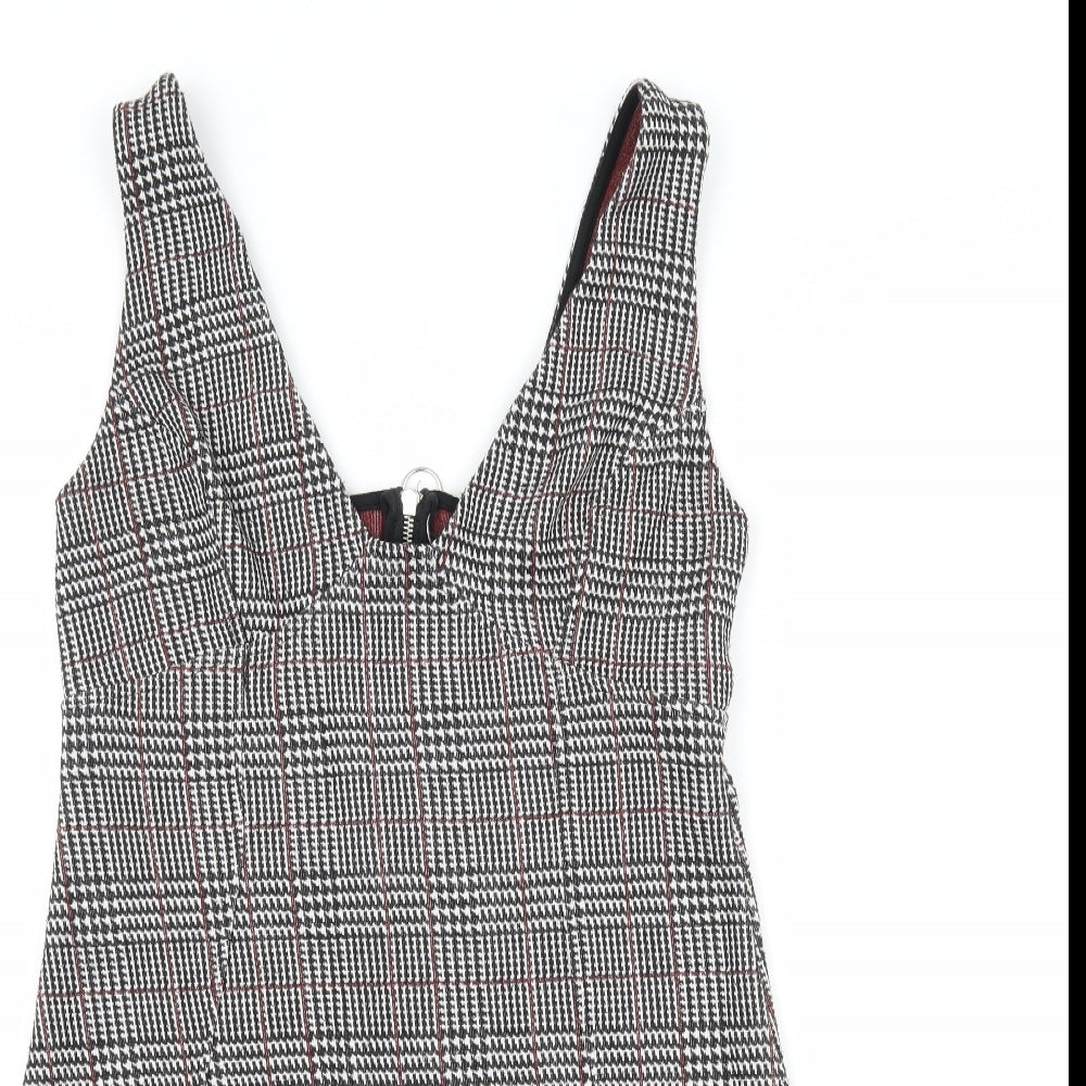 Topshop Womens Black Houndstooth  A-Line  Size 12