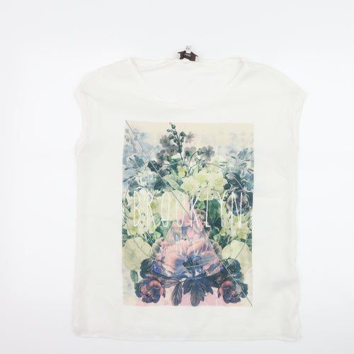 NEXT Womens White Floral  Basic T-Shirt Size 6