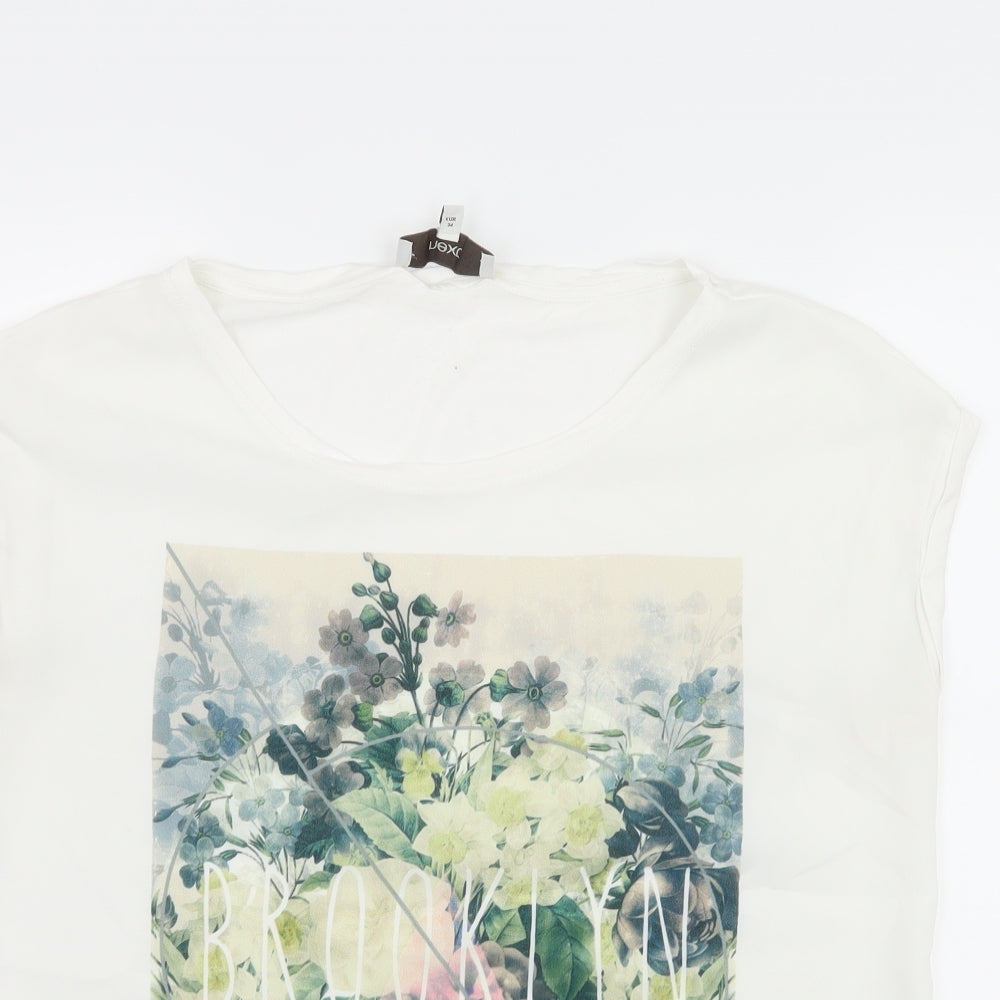 NEXT Womens White Floral  Basic T-Shirt Size 6