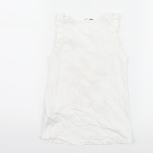 H&M Girls White   Basic T-Shirt Size 5-6 Years  - butteflies