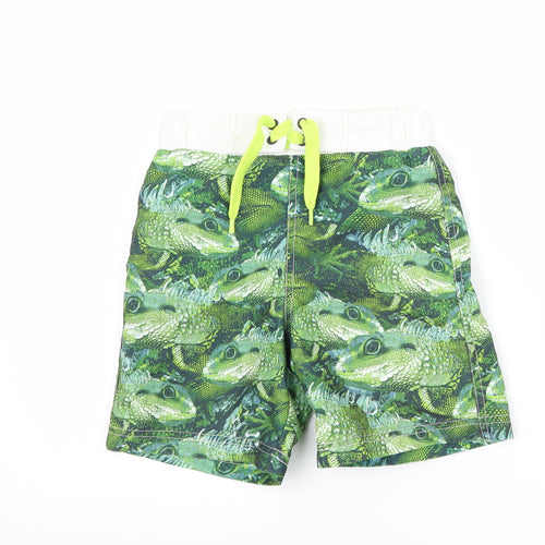 Blue Zoo Boys Green   Sweat Shorts Size 4-5 Years - lizard print