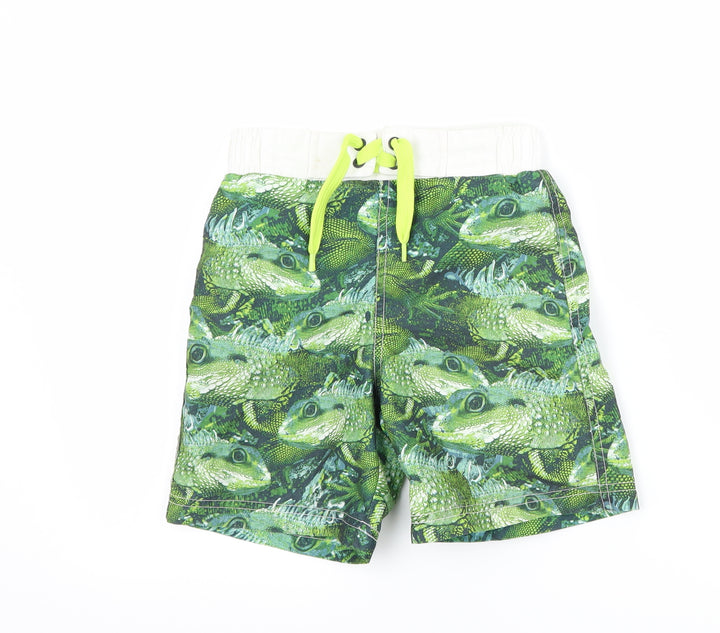 Blue Zoo Boys Green Sweat Shorts Size 4-5 Years - lizard print
