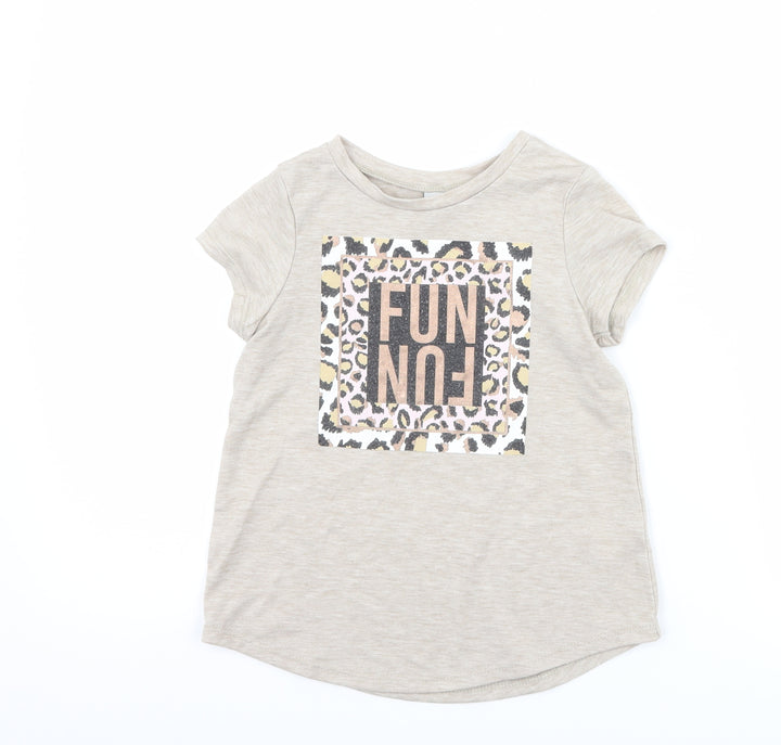 TU Girls Brown Animal Print  Basic T-Shirt Size 5 Years  - fun