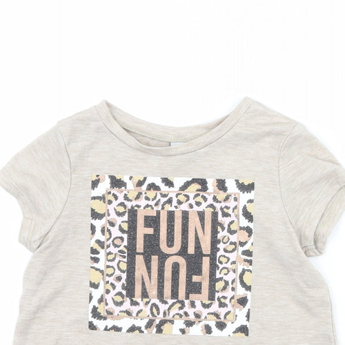 TU Girls Brown Animal Print  Basic T-Shirt Size 5 Years  - fun