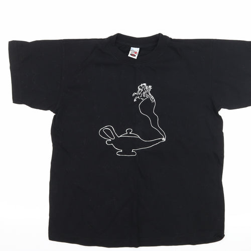 logo star Boys Black   Basic T-Shirt Size 14 Years  - genie lamp
