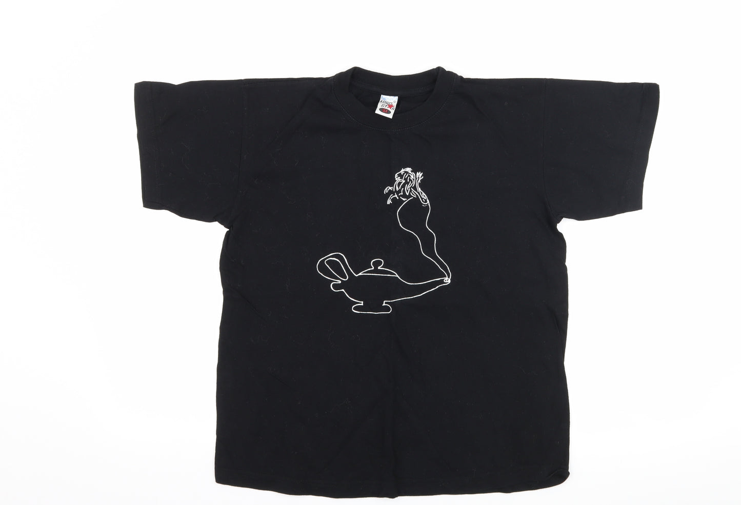 logo star Boys Black   Basic T-Shirt Size 14 Years  - genie lamp