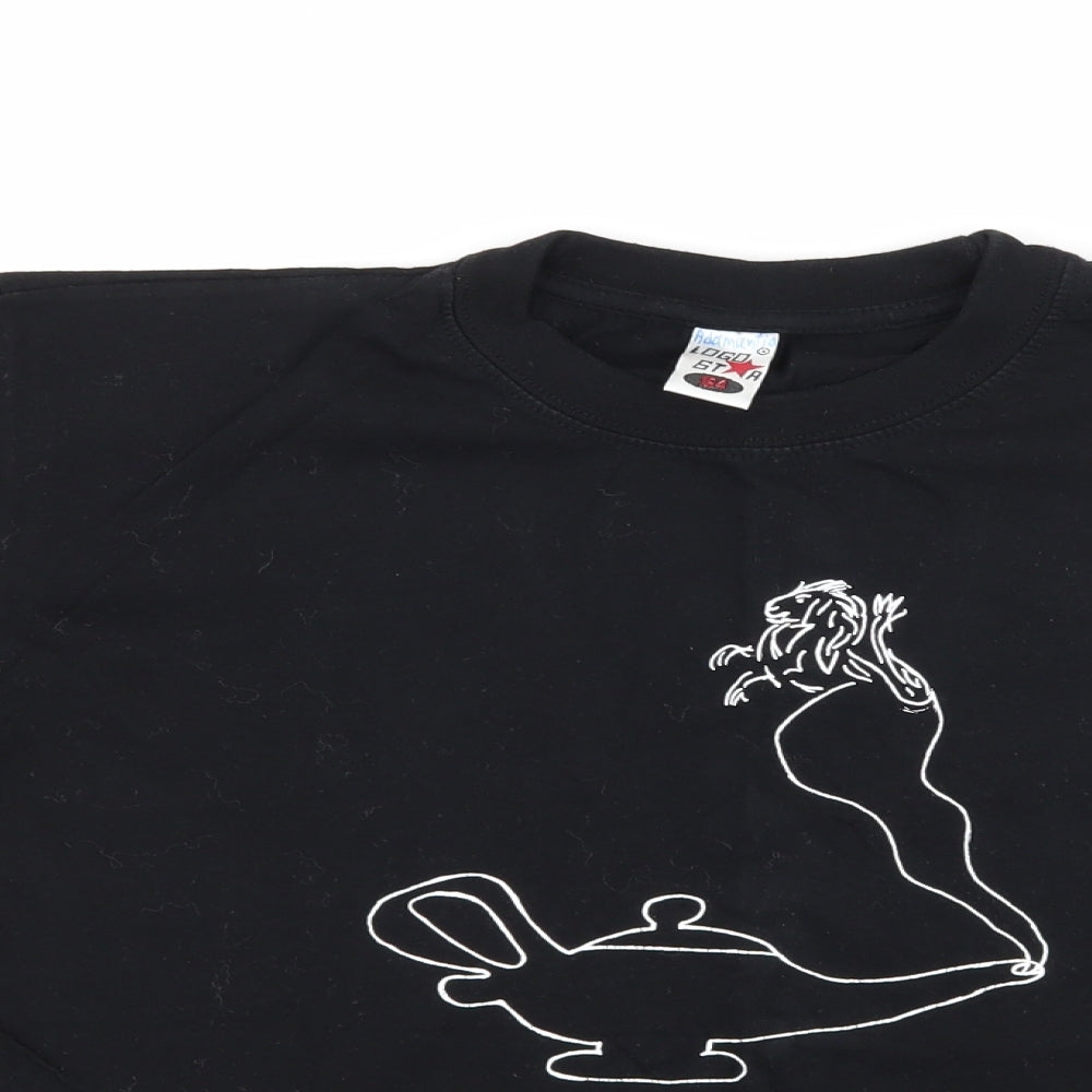 logo star Boys Black   Basic T-Shirt Size 14 Years  - genie lamp