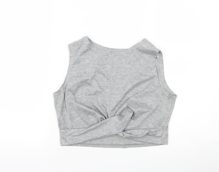 SheIn Womens Grey Cropped Tank Size M - Tie Front