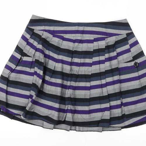 XX Womens Grey Striped  Pleated Skirt Size 10
