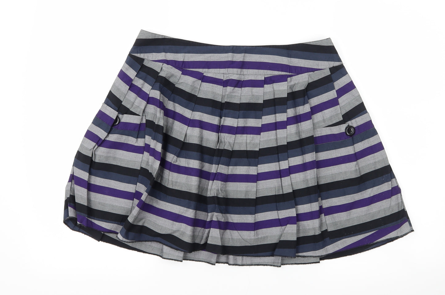 XX Womens Grey Striped  Pleated Skirt Size 10