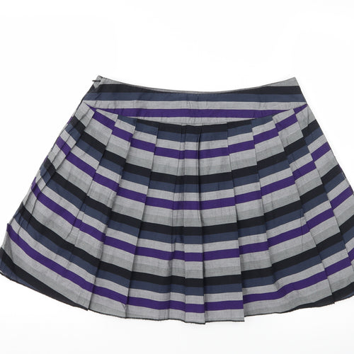 XX Womens Grey Striped  Pleated Skirt Size 10