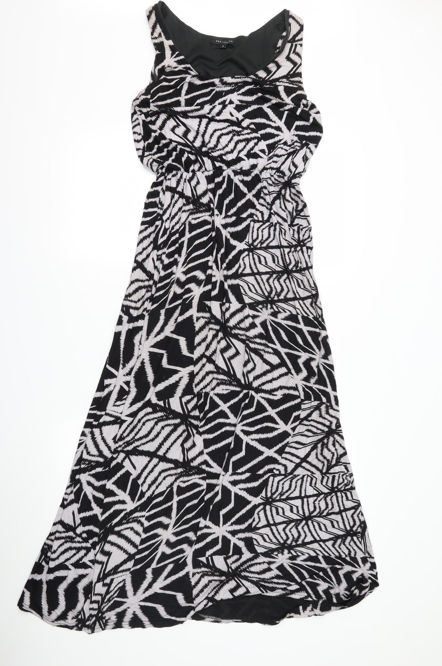 QED London Womens Black Geometric  Maxi  Size S
