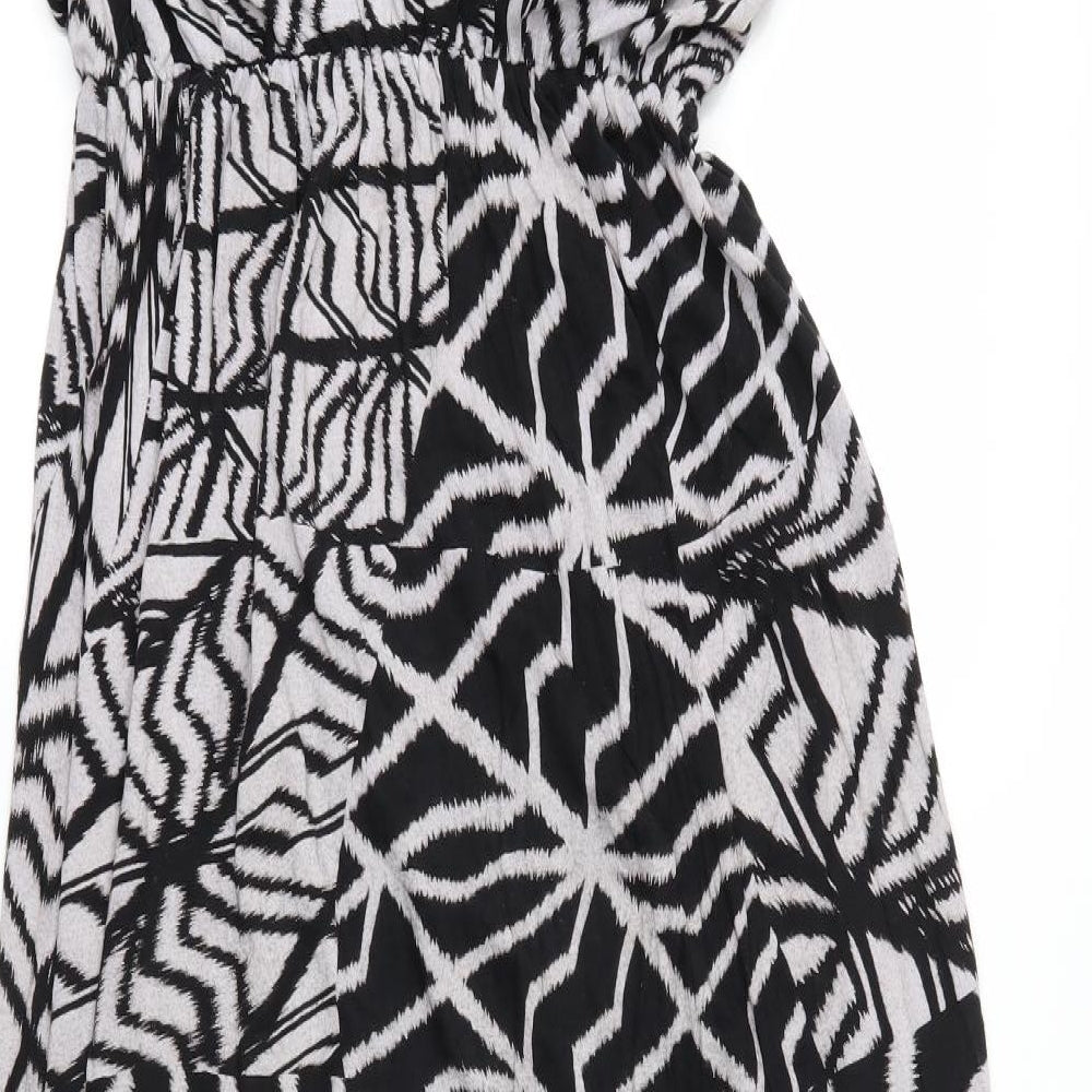 QED London Womens Black Geometric  Maxi  Size S