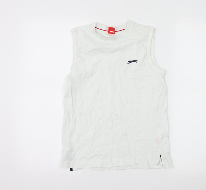 Slazenger Boys White Basic Tank Size 9-10 Years