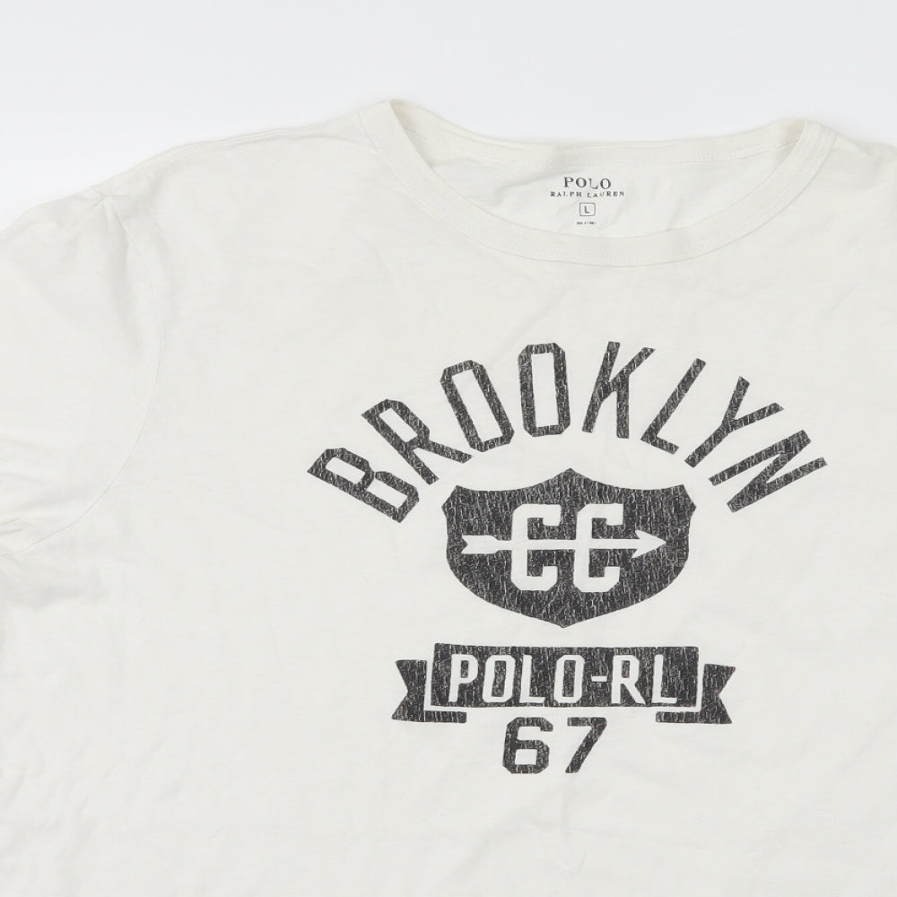 Polo Ralph Lauren Mens White    T-Shirt Size L  - graphic