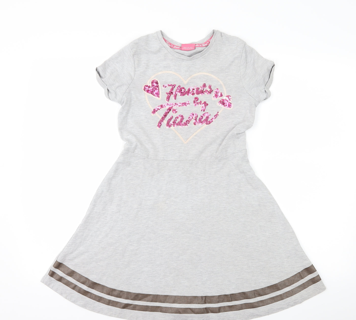 George Girls Grey   Skater Dress  Size 9-10 Years  - hearts by tiana
