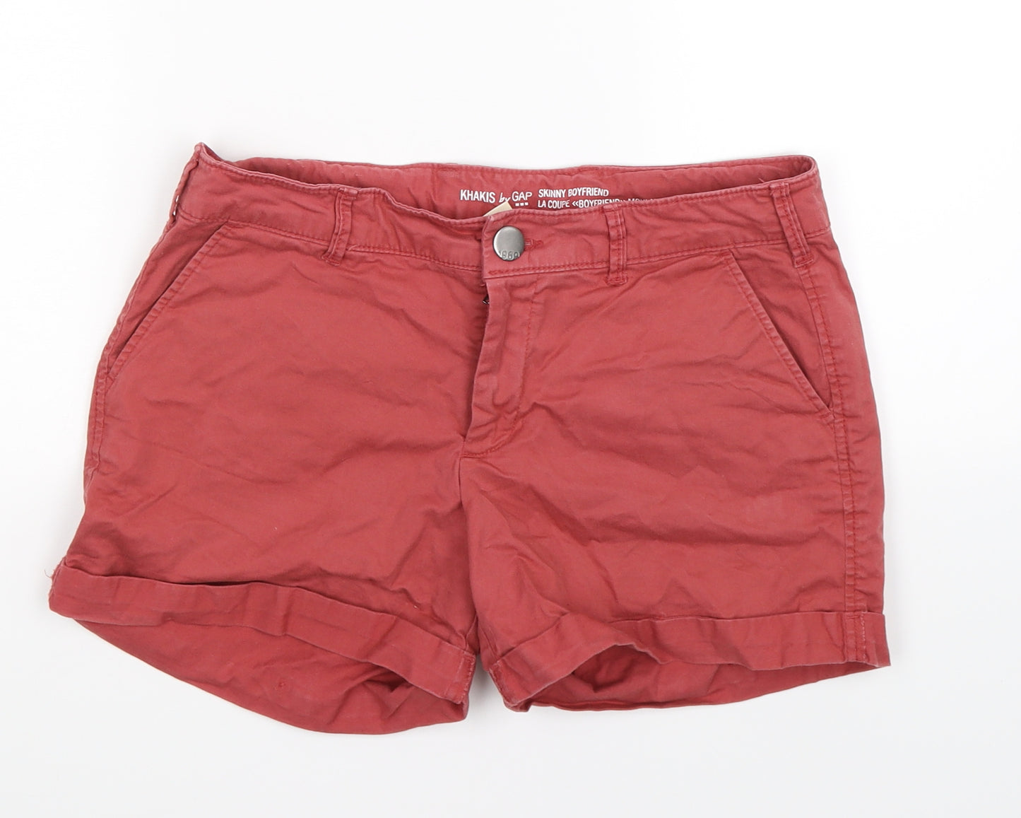 Gap Womens Red  Denim Chino Shorts Size 10 - distressed