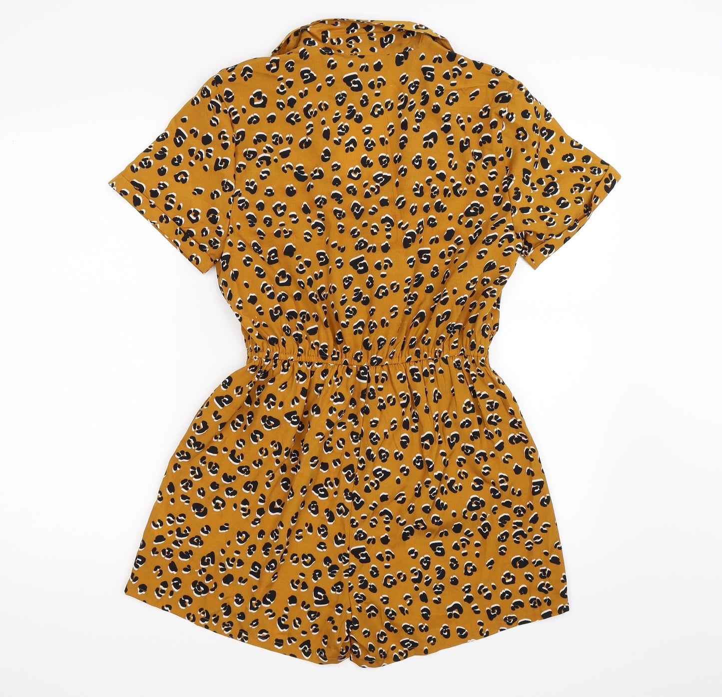 Primark Womens Brown Animal Print  Playsuit One-Piece Size 10  - leopard print
