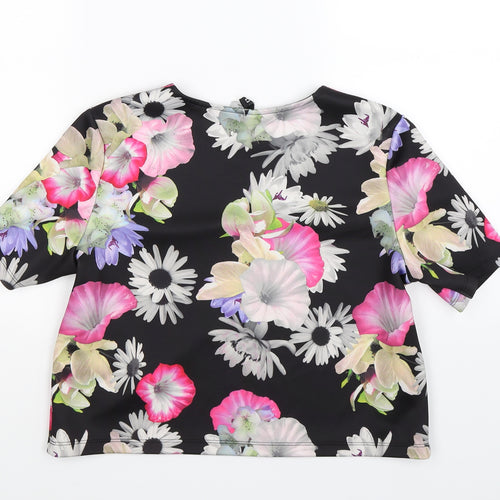Divided Womens Black Floral  Basic T-Shirt Size M