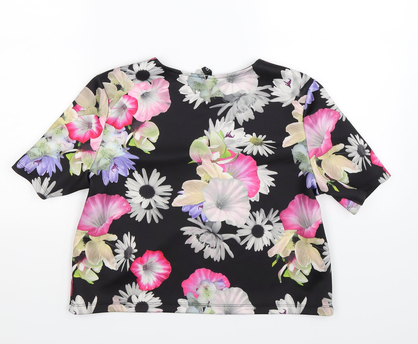 Divided Womens Black Floral  Basic T-Shirt Size M