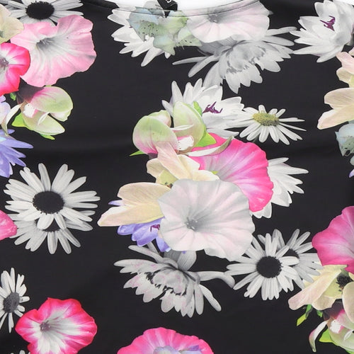 Divided Womens Black Floral  Basic T-Shirt Size M