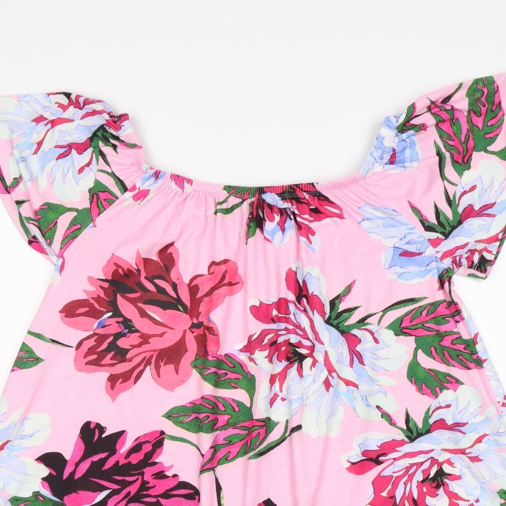 ASOS Womens Pink Floral  Tunic T-Shirt Size 12