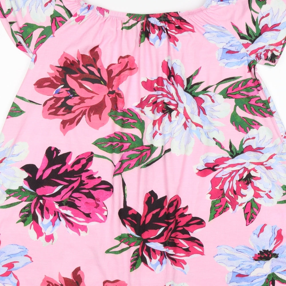 ASOS Womens Pink Floral  Tunic T-Shirt Size 12