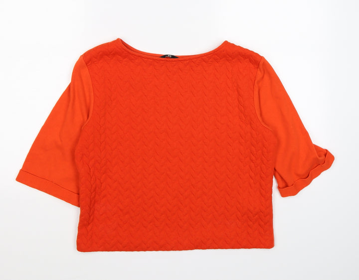 H&M Womens Orange Striped Jersey Pullover Jumper Size M