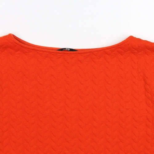 H&M Womens Orange Striped Jersey Pullover Jumper Size M