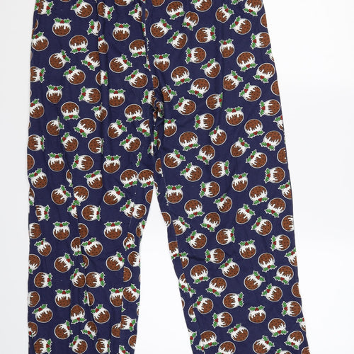 hudson bay Mens Blue Geometric   Lounge Pants Size L  - christmas pudding