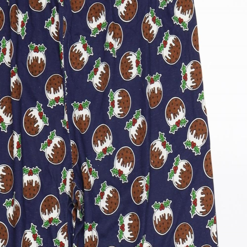 hudson bay Mens Blue Geometric   Lounge Pants Size L  - christmas pudding