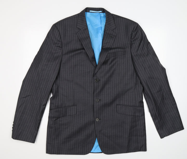 NEXT Mens Grey Striped  Jacket Suit Jacket Size 42  - tailored