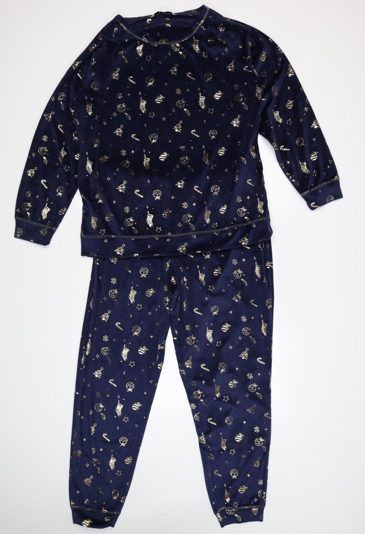 TU Womens Blue Geometric Velour Top Pyjama Set Size 16  - christmas