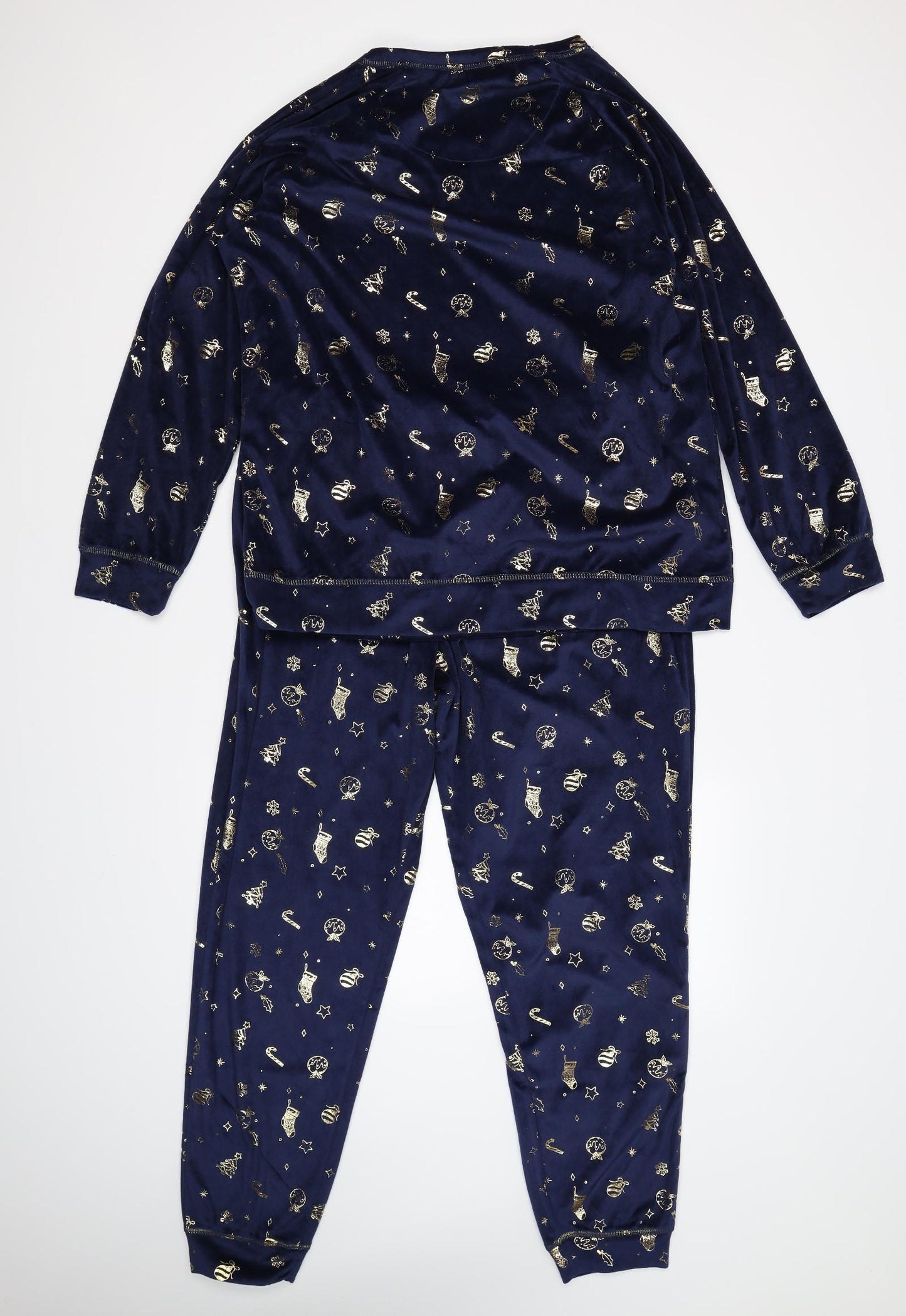 TU Womens Blue Geometric Velour Top Pyjama Set Size 16  - christmas