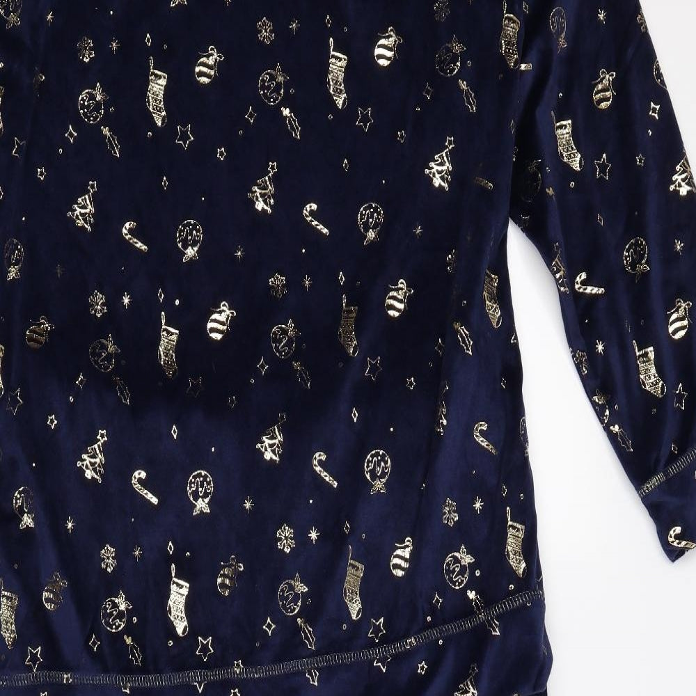 TU Womens Blue Geometric Velour Top Pyjama Set Size 16  - christmas