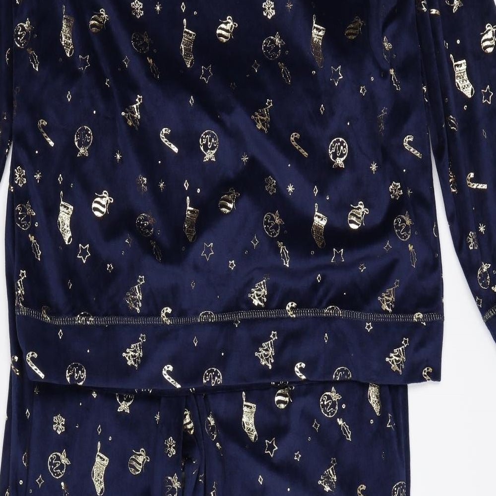 TU Womens Blue Geometric Velour Top Pyjama Set Size 16  - christmas