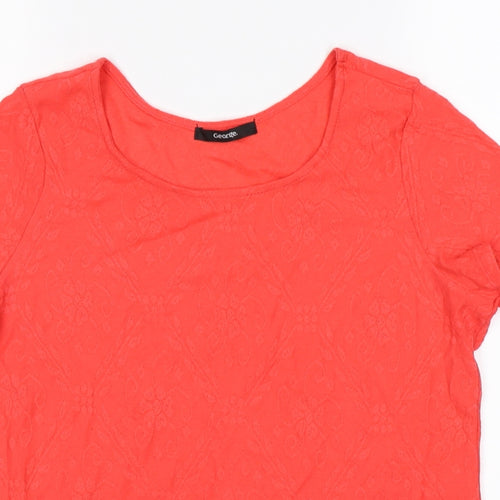 George Womens Red Floral Knit Basic T-Shirt Size 8