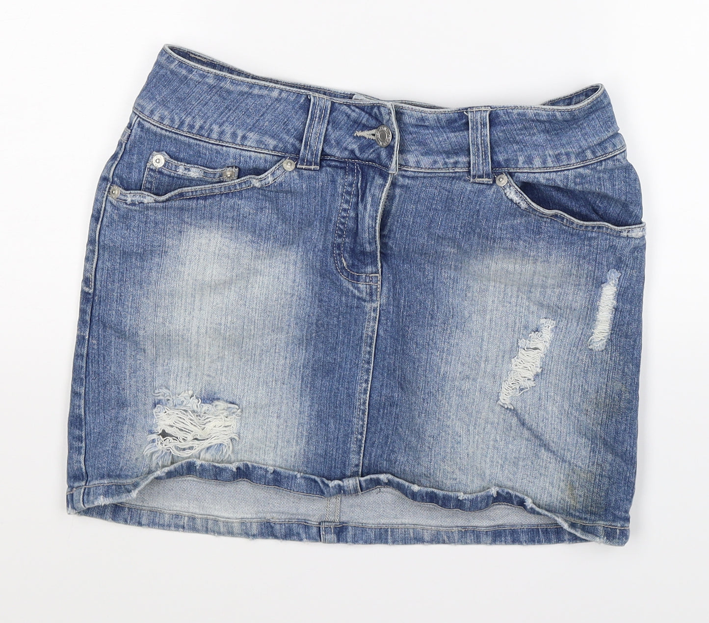 New Look Womens Blue  Denim Skater Skirt Size 8