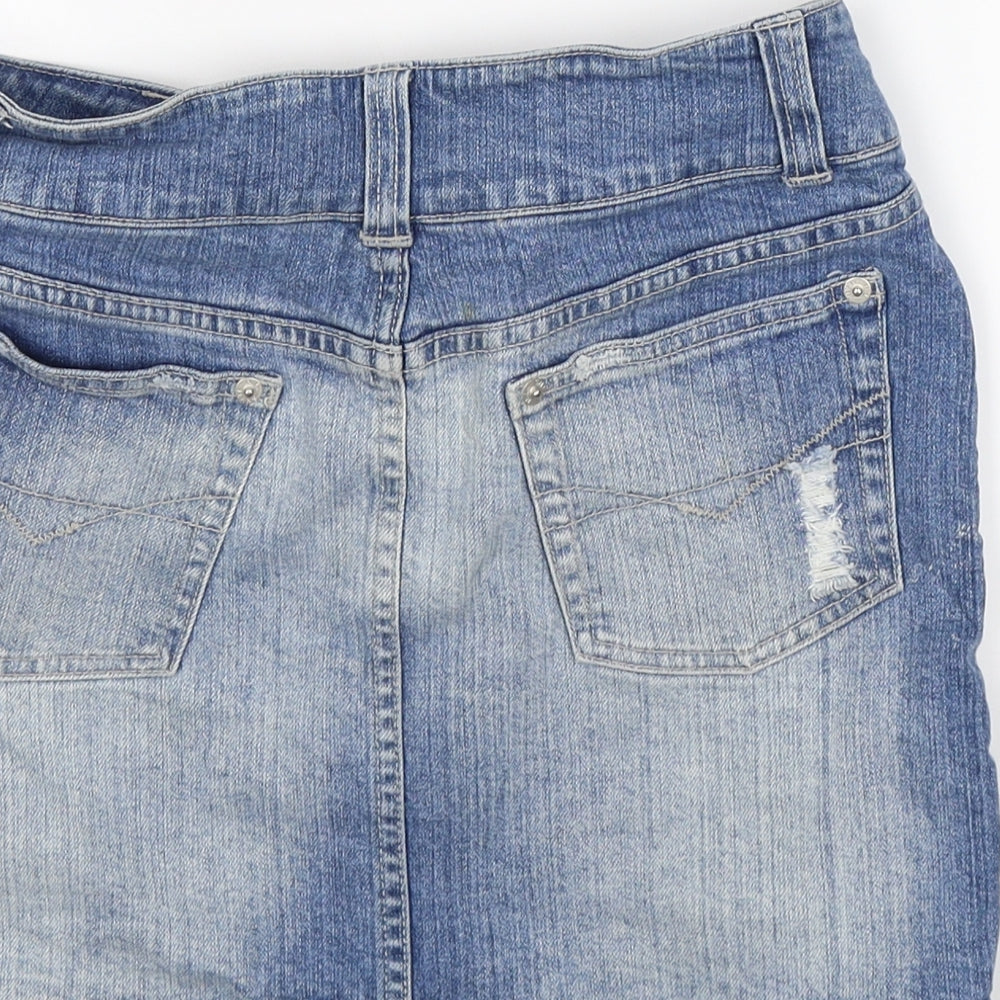 New Look Womens Blue  Denim Skater Skirt Size 8