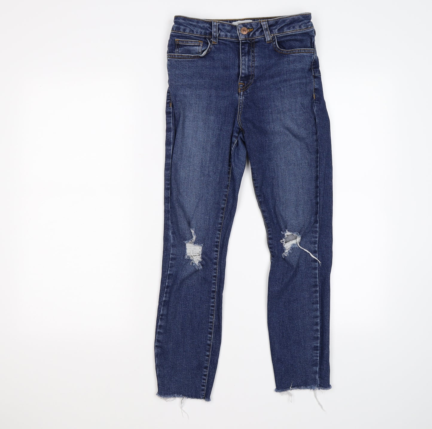 New Look Womens Blue  Corduroy Skinny Jeans Size 8 L25 in - lift and shape